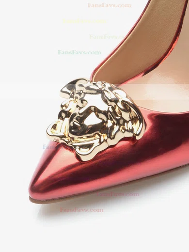 Women's Burgundy Patent Leather Stiletto Heel Pumps #Favs03030704