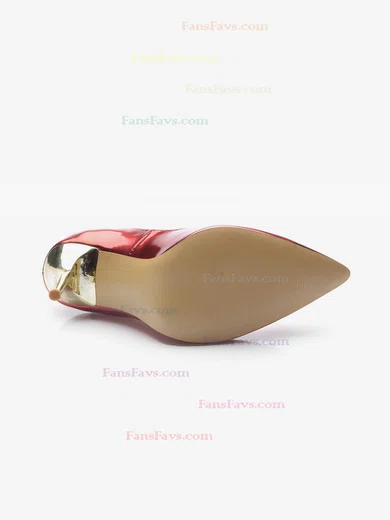 Women's Burgundy Patent Leather Stiletto Heel Pumps #Favs03030704