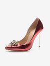 Women's Burgundy Patent Leather Stiletto Heel Pumps #Favs03030704