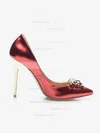 Women's Burgundy Patent Leather Stiletto Heel Pumps #Favs03030704