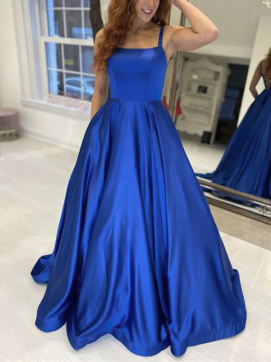 Ball Gown Square Neckline Satin Sweep Train Prom Dresses #Favs020115065