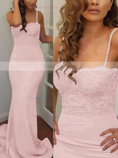 Trumpet/Mermaid Sweetheart Silk-like Satin Sweep Train Appliques Lace Prom Dresses #Favs020102223