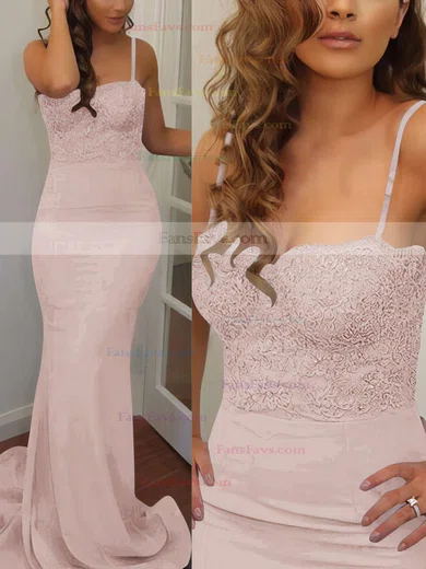 Trumpet/Mermaid Sweetheart Silk-like Satin Sweep Train Appliques Lace Prom Dresses #Favs020102223