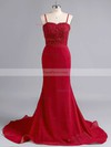 Trumpet/Mermaid Sweetheart Silk-like Satin Sweep Train Appliques Lace Prom Dresses #Favs020102223