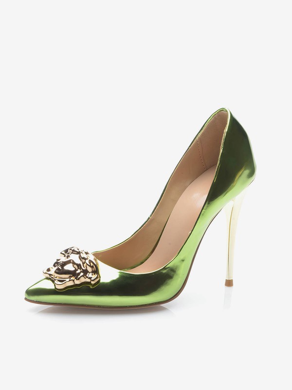 Women's Green Patent Leather Stiletto Heel Pumps #Favs03030705