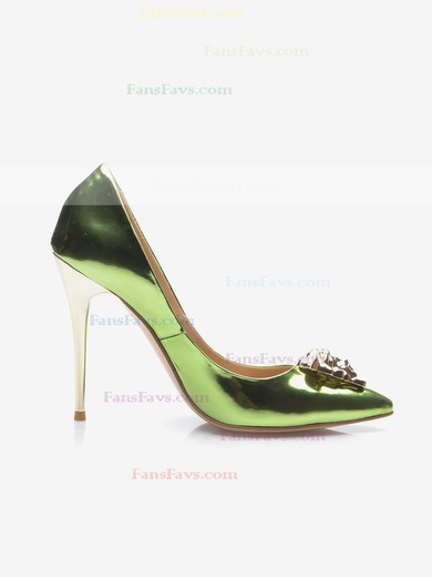 Women's Green Patent Leather Stiletto Heel Pumps #Favs03030705