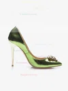 Women's Green Patent Leather Stiletto Heel Pumps #Favs03030705