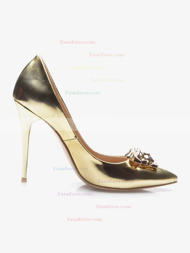 Women's Gold Patent Leather Stiletto Heel Pumps #Favs03030706