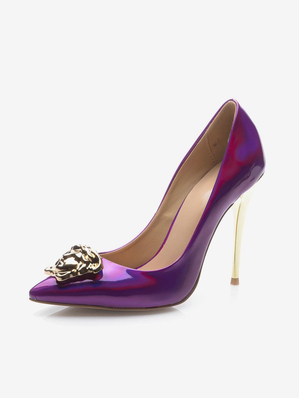 Women's Purple Patent Leather Stiletto Heel Pumps #Favs03030707