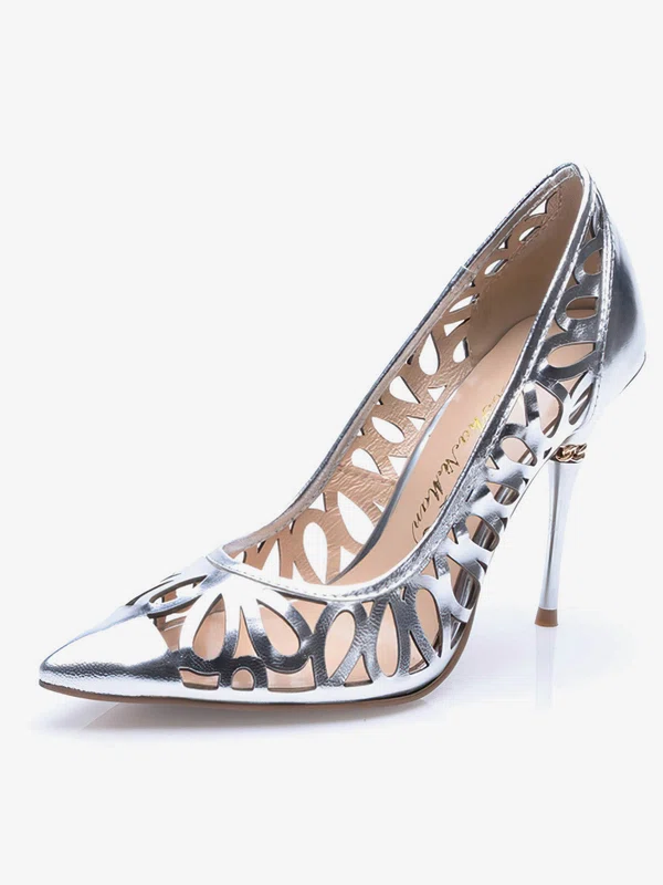 Women's Silver Patent Leather Stiletto Heel Pumps #Favs03030711
