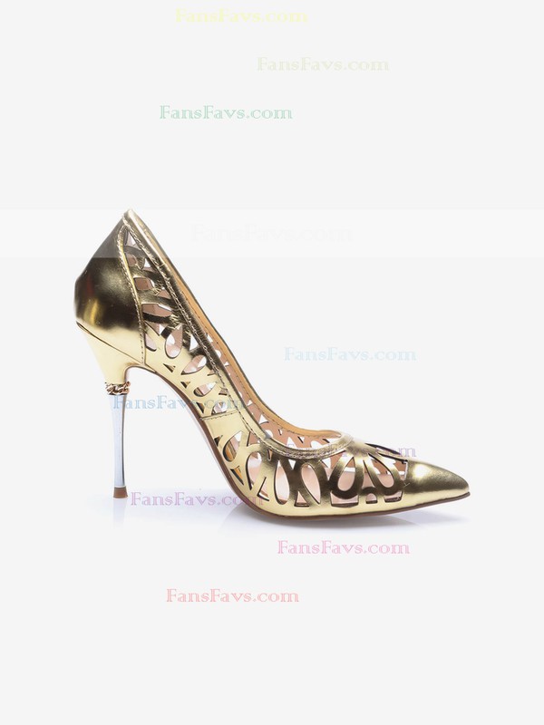 Women's Gold Patent Leather Stiletto Heel Pumps