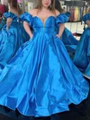 Ball Gown Off-the-shoulder Satin Sweep Train Prom Dresses With Pockets #Favs020115125