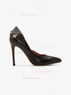 Women's Black Real Leather Stiletto Heel Pumps #Favs03030713