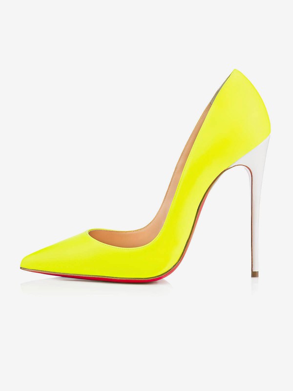 Women's Yellow Patent Leather Stiletto Heel Pumps