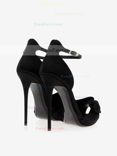 Women's Black Satin Stiletto Heel Sandals #Favs03030729