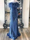 Sheath/Column Strapless Sequined Sweep Train Prom Dresses With Feathers / Fur #Favs020115164