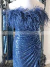 Sheath/Column Strapless Sequined Sweep Train Prom Dresses With Feathers / Fur #Favs020115164