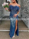 Sheath/Column Strapless Sequined Sweep Train Prom Dresses With Feathers / Fur #Favs020115164