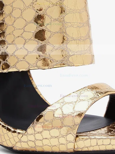 Women's Gold Real Leather Stiletto Heel Sandals #Favs03030732