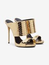 Women's Gold Real Leather Stiletto Heel Sandals #Favs03030732