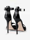 Women's Black Patent Leather Stiletto Heel Sandals #Favs03030733