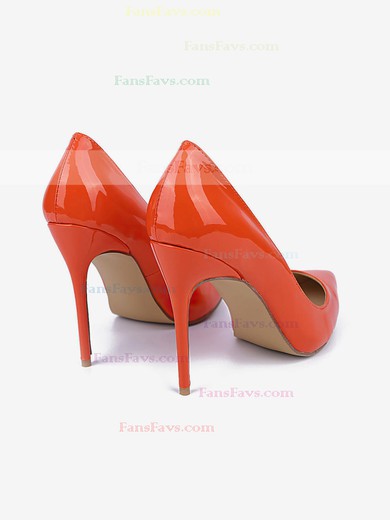Women's Orange Patent Leather Stiletto Heel Pumps #Favs03030735