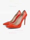 Women's Orange Patent Leather Stiletto Heel Pumps #Favs03030735