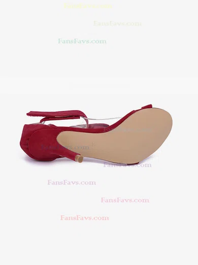 Women's Burgundy Suede Stiletto Heel Sandals #Favs03030736