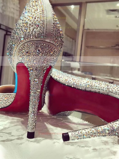 Women's Silver Satin Stiletto Heel Pumps #Favs03030738