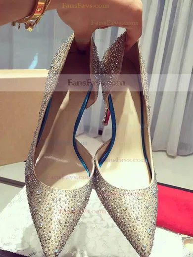 Women's Gold Satin Stiletto Heel Pumps #Favs03030739