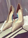 Women's Gold Satin Stiletto Heel Pumps #Favs03030739