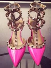 Women's Fuchsia Patent Leather Kitten Heel Pumps #Favs03030742