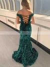 Trumpet/Mermaid Off-the-shoulder Sequined Sweep Train Prom Dresses #Favs020115285