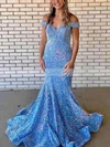 Trumpet/Mermaid Off-the-shoulder Sequined Sweep Train Prom Dresses #Favs020115285