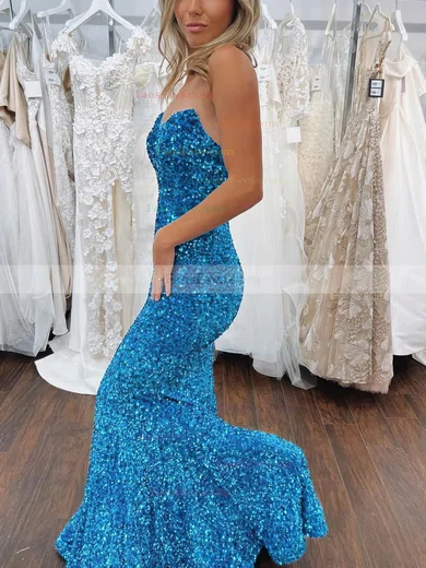 Trumpet/Mermaid V-neck Sequined Sweep Train Prom Dresses #Favs020115291