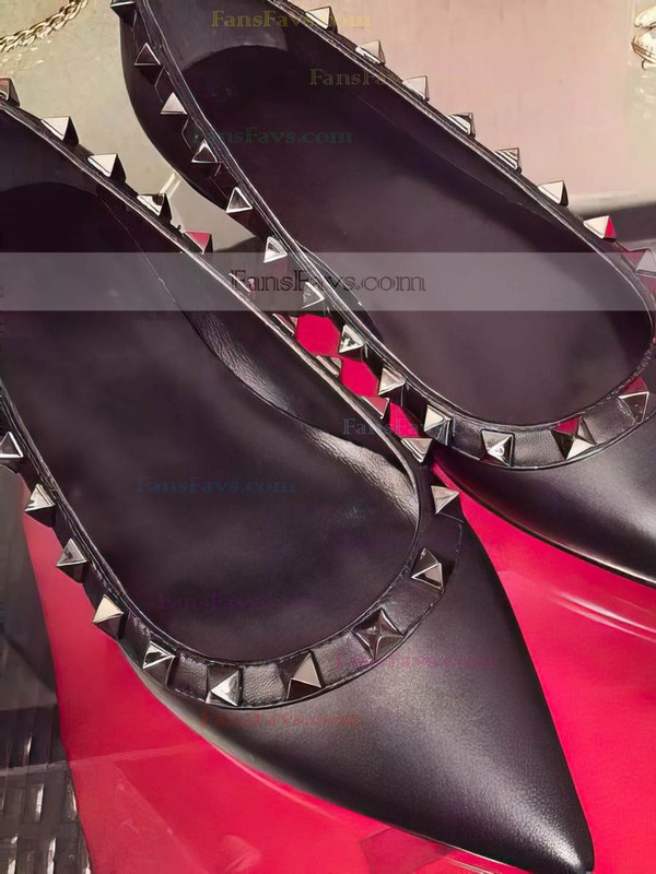 Women's Black Real Leather Flat Heel Flats
