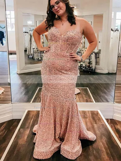 Trumpet/Mermaid Sweetheart Sequined Sweep Train Prom Dresses #Favs020115304