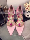 Women's Pink Satin Stiletto Heel Pumps #Favs03030750