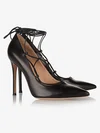 Women's Black Real Leather Stiletto Heel Pumps #Favs03030775