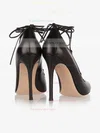 Women's Black Real Leather Stiletto Heel Pumps #Favs03030775