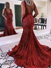 Trumpet/Mermaid V-neck Sequined Sweep Train Prom Dresses #Favs020115348
