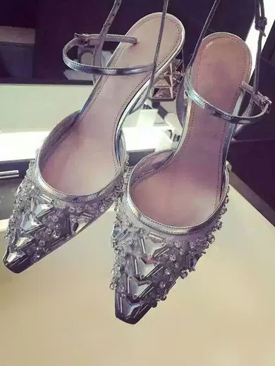 Women's Silver Satin Stiletto Heel Pumps #Favs03030777