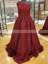 Ball Gown One Shoulder Sequined Sweep Train Prom Dresses With Pockets #Favs020115368