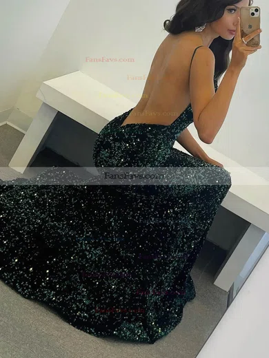 Trumpet/Mermaid V-neck Sequined Sweep Train Prom Dresses #Favs020115369