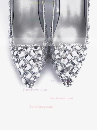 Women's Silver Patent Leather Stiletto Heel Pumps #Favs03030811