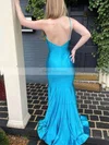 Trumpet/Mermaid One Shoulder Jersey Sweep Train Prom Dresses With Split Front #Favs020115434