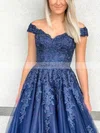 Princess Off-the-shoulder Tulle Sweep Train Prom Dresses With Appliques Lace #Favs020115440