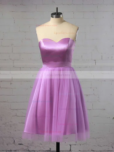 A-line Sweetheart Satin Short/Mini Ruffles Short Prom Dresses #Favs020105931