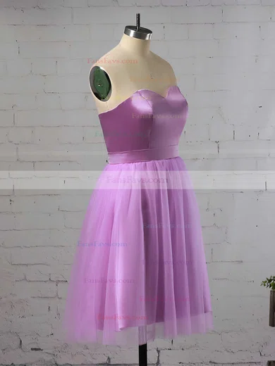 A-line Sweetheart Satin Short/Mini Ruffles Short Prom Dresses #Favs020105931