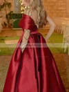 Ball Gown One Shoulder Satin Sweep Train Prom Dresses With Pockets #Favs020115502